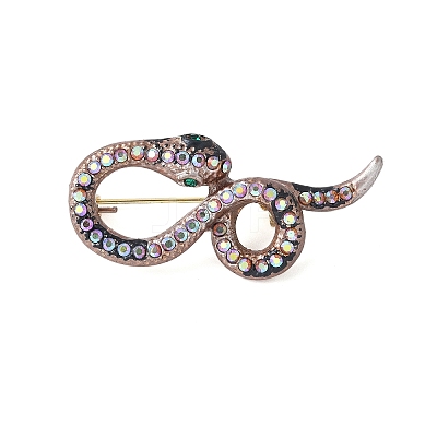 Snake Alloy Rhinestone Brooches for Backpack Clothes JEWB-V003-02G-1