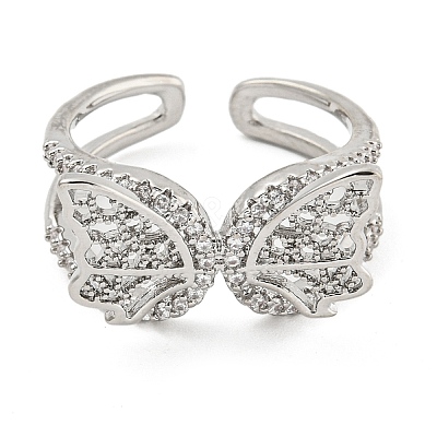 304 Stainless Steel Cubic Zirconia Open Cuff Ring for Women LS-RJEW-S406-05P-01-1