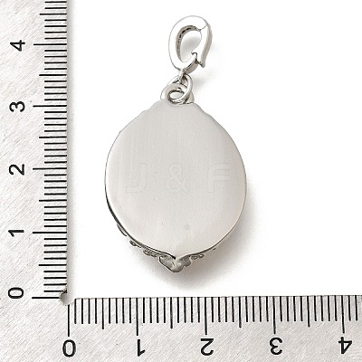 Brass Black Enamel Oval Pendants with Glitter Powder KK-K398-15P-1