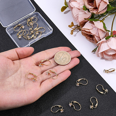 20Pcs Brass Micro Pave Clear Cubic Zirconia Leverback Earring Findings KK-BBC0029-05-1