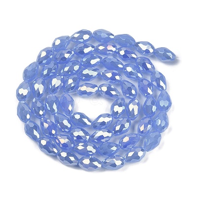 Opaque Solid Color Electroplate Glass Beads Strands EGLA-N013-J4mm-B06-1