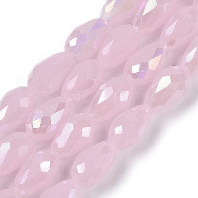 Opaque Solid Color Electroplate Glass Beads Strands EGLA-N013-J10mm-B01-1