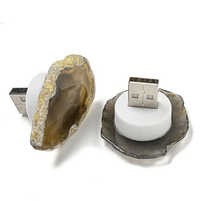 Dyed & Heatsd Natural Agate Slice USB Night Light Decoration G-Q170-10B-1