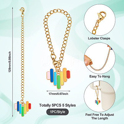5Pcs 5 Styles Alloy Enamel Wine Glass Charms HJEW-TA0001-15-1