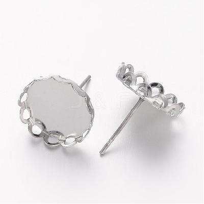 Brass Bezel Stud Earring Settings X-KK-I003-P-NF-1