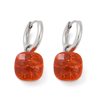 304 Stainless Steel Glass Hoop Earrings EJEW-Z089-30P-1