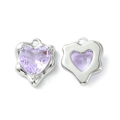 Brass Micro Pave Cubic Zirconia Charms KK-L208-06P-03-1