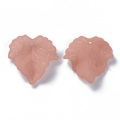 Transparent Frosted Acrylic Leaf Pendants X-PAF002Y-6-1
