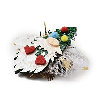 Christmas Theme Glitter Felt Fabric Alligator Hair Clip LS-PHAR-U002-01K-1