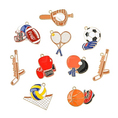 36Pcs 9 Styles Sports Zinc Alloy Enamel Pendants FIND-CJ0005-30-1