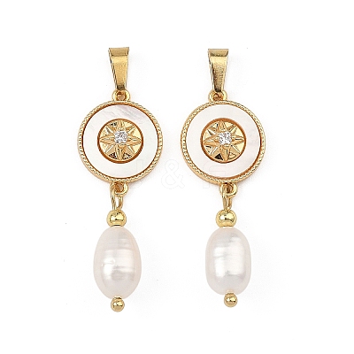 Natural Cultured Freshwater Pearl Rice Tassel Pendants PALLOY-JF05741-01-1