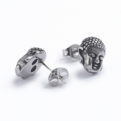 Retro 304 Stainless Steel Stud Earrings EJEW-L248-016AS-1