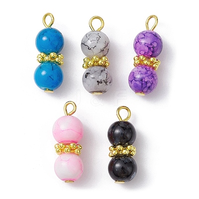 Baking Paint Glass Round Beaded Pendant PALLOY-JF02270-02-1