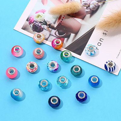 27Pcs 27 Style Acrylic & Resin & Polymer Clay Rhinestone European Beads FPDL-S015-05B-1