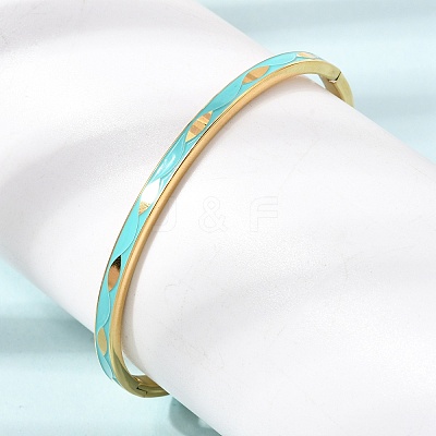 304 Stainless Steel Enamel Hinged Cuff Bangles for Women SA-CBAC920-15G-01D-1