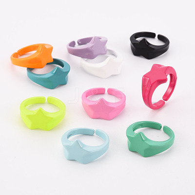 Spray Painted Brass Cuff Rings RJEW-S045-107-NR-1