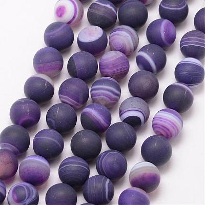 Natural Striped Agate/Banded Agate Bead Strands G-K166-12-8mm-02-1