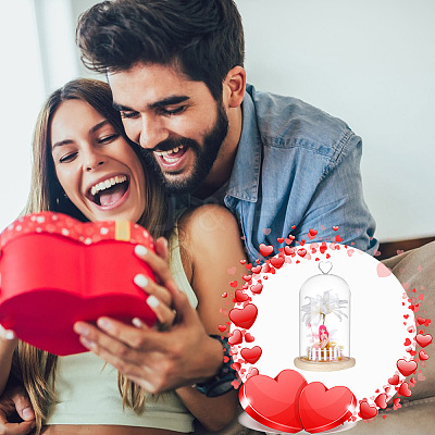 Heart Glass Dome Cover AJEW-WH0471-48D-1