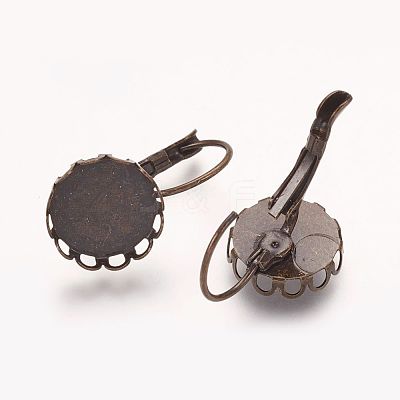 Vintage Brass Leverback Earrings Blank Base Cabochon Settings X-KK-M019-09AB-NR-1