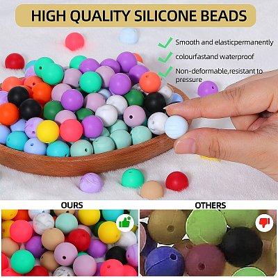 80Pcs Round Silicone Focal Beads SIL-SZ0001-24-28-1