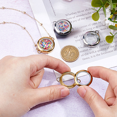 4Pcs 2 Colors Stainless Steel Floating Locket Links Connector Charms STAS-HS0001-40B-1