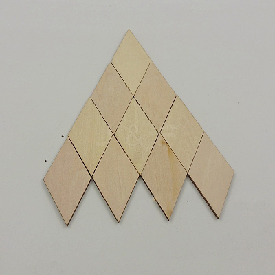 Unfinished Wood Rhombus Shape Discs Slices WOCR-PW0001-005B-1