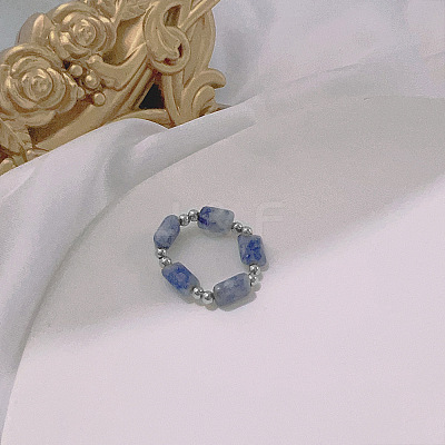 Handmade Natural Blue Spot Jasper Stretch Rings ZE1660-2-1