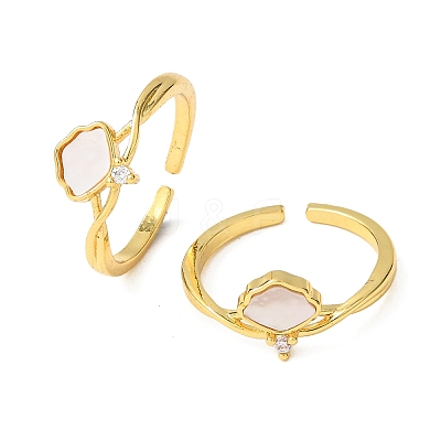 Brass Micro Pave Cubic Zirconia Cuff Rings for Women RJEW-K309-39A-G-1