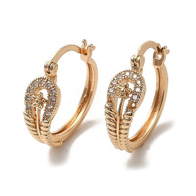 Brass Micro Pave Cubic Zirconia Hoop Earrings EJEW-M238-50KCG-1