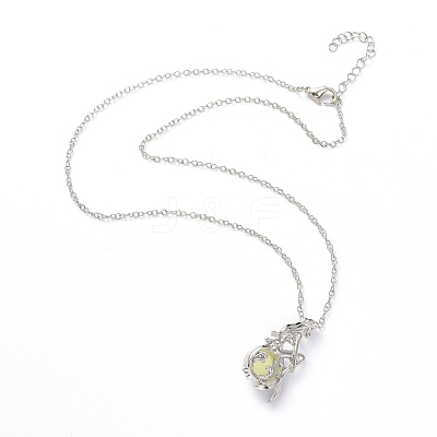 Luminous Alloy Locket Pendant Necklaces NJEW-F284-06B-1