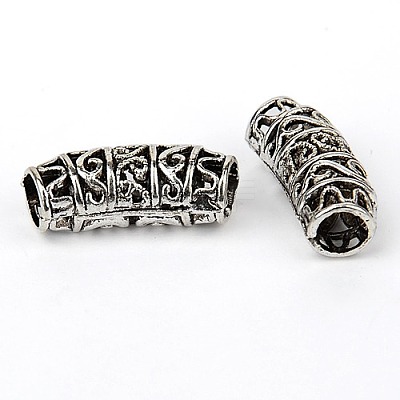 Tibetan Style Alloy Hollow Tube Beads PALLOY-J081-02AS-1