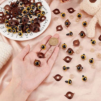 Half Round Plastic Craft Safety Eyes & Eyelid Sets DOLL-WH0002-12A-1