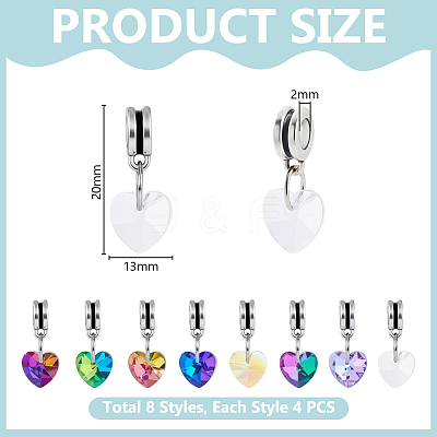32Pcs 8 Styles AB Color Transparent Glass European Dangle Charms PALLOY-GA00045-1
