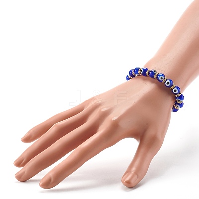 Handmade Evil Eye Lampwork Beaded Stretch Bracelets BJEW-JB06463-01-1