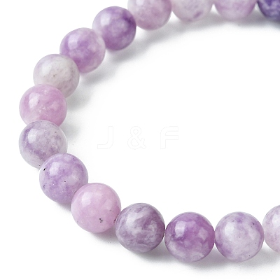 Natural Lepidolite Stretch Beaded Bracelets G-A185-01U-1
