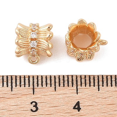 Brass Pave Clear Cubic Zirconia Beads KK-N256-08G-G-1