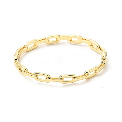 Clear Cubic Zirconia Oval Link Chains Hinged Bangle BJEW-J165-12G-1