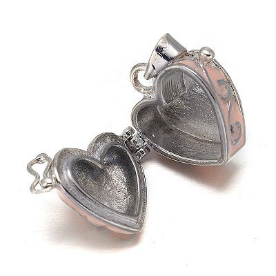 Enamel Heart Rack Plating Brass Prayer Box Pendants KK-L101-02-1