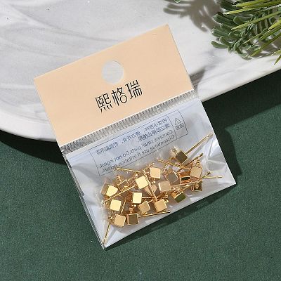 SHEGRACE Brass Cube Stud Earring Findings XGR0106G-121G-1
