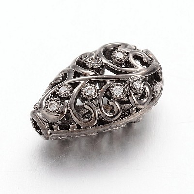 Brass Micro Pave Cubic Zirconia Beads ZIRC-K031-02B-1