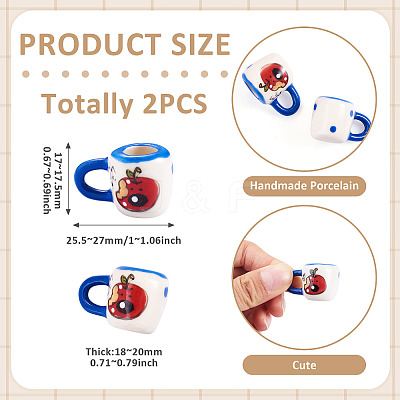 2Pcs Handmade Porcelain Mug Cup Decoration PORC-TA0001-55D-1