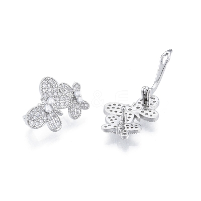 Brass Pave Clear Cubic Zirconia Twister Clasps KK-A165-06P-1