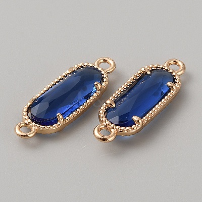 Golden Plated Brass Pave Glass Connector Charms FIND-WH0110-728G-01-1