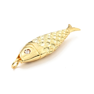 Brass Micro Pave Clear Cubic Zirconia Pendants KK-G416-11G-1