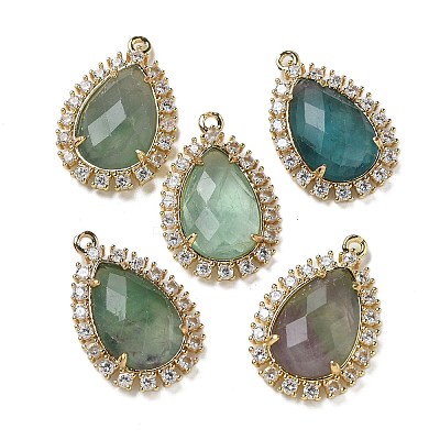 Natural Colorful Fluorite Faceted Teardrop Pendants G-I375-01G-01-1