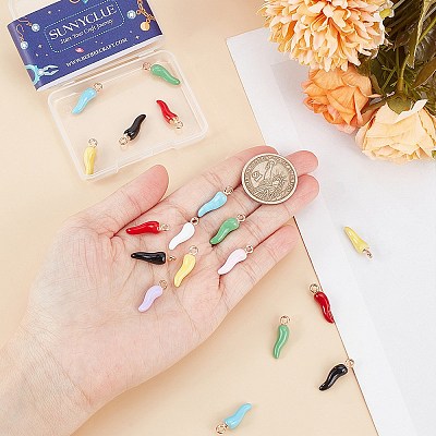 32Pcs 8 Colors Alloy Enamel Pendants ENAM-SC0004-87-1