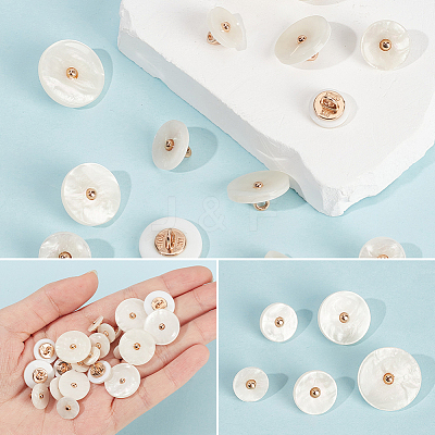50Pcs 5 Styles 1-Hole Resin Shank Buttons BUTT-CY0001-43-1
