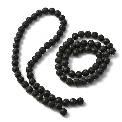 Natural Lava Rock Round Beads Strands G-YW0002-08-1