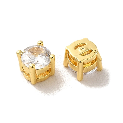 Brass with Single Clear Cubic Zirconia Beads KK-H461-09B-G-1