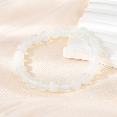 Opalite Beaded Stretch Bracelets X-BJEW-F203-01-1